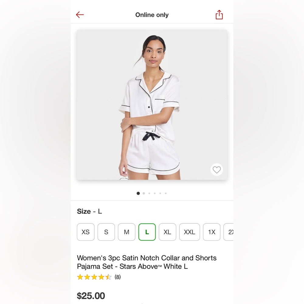 Target Stars Above - Women’s 3pc Satin Notch Collar and Shorts Pajama Set